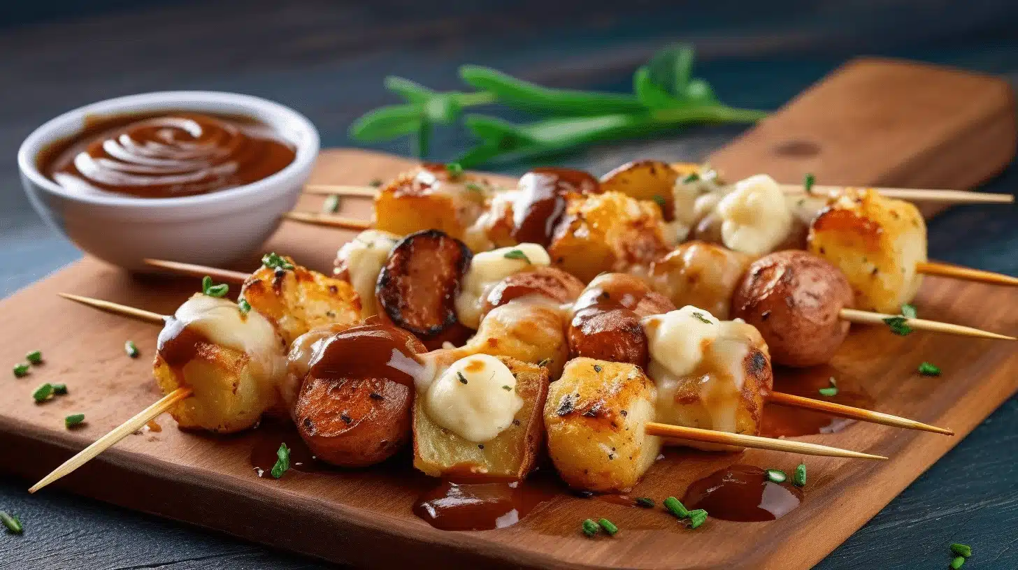 brochettes de poutine