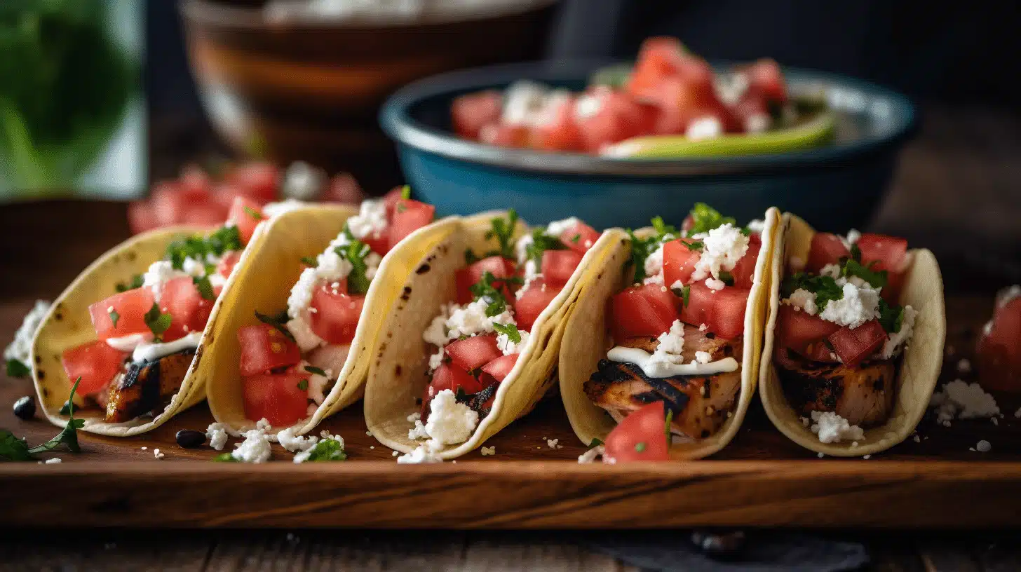 tacos au poulet grillé et melon deau